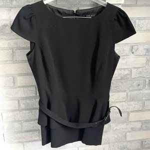 Women's Short Sleeve Skirt Suit, Size 6, Black